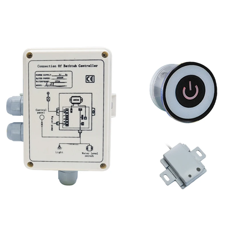 CE certified Bath Water Pump Control Panel Digital Controller Kits Water level Sensor Underwater light Control ForMassag Bathtub