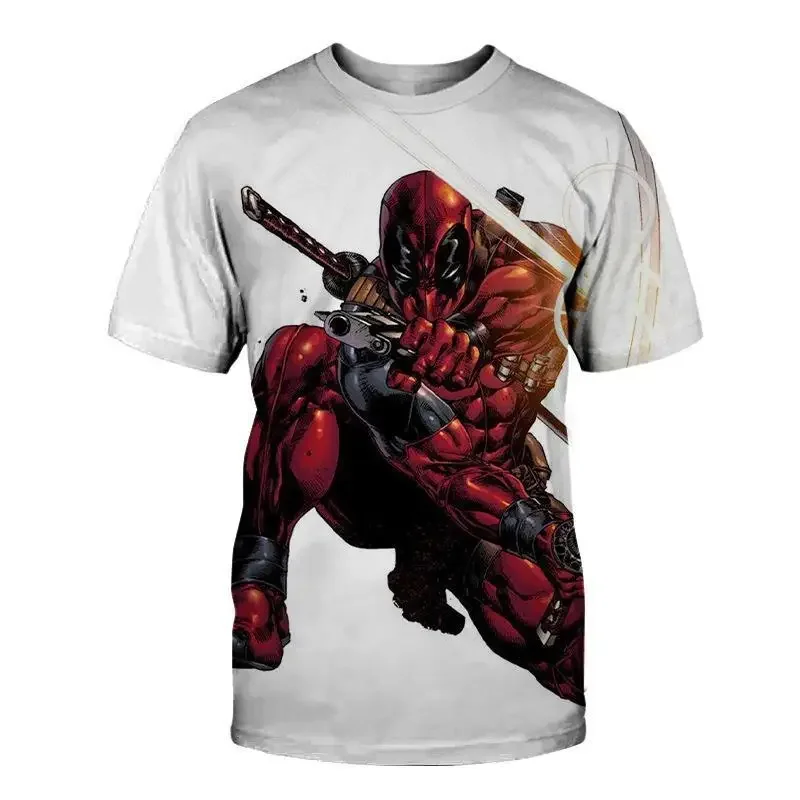 2024 Summer Hot-selling New 3D Printing Deadpool Pattern Top Sports Full Women\'s Short-sleeved Crew Neck Quick-drying T-shirt