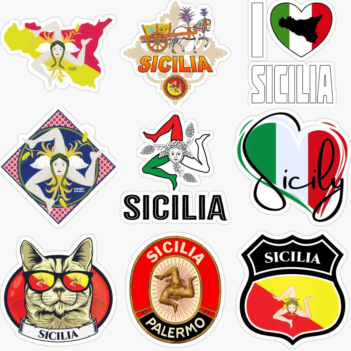 

Sicilia Flag Map National Emblem Creative PVC Car Sticker for Decorate Car Van Window Fridge Bicycle Room Decal Accessories