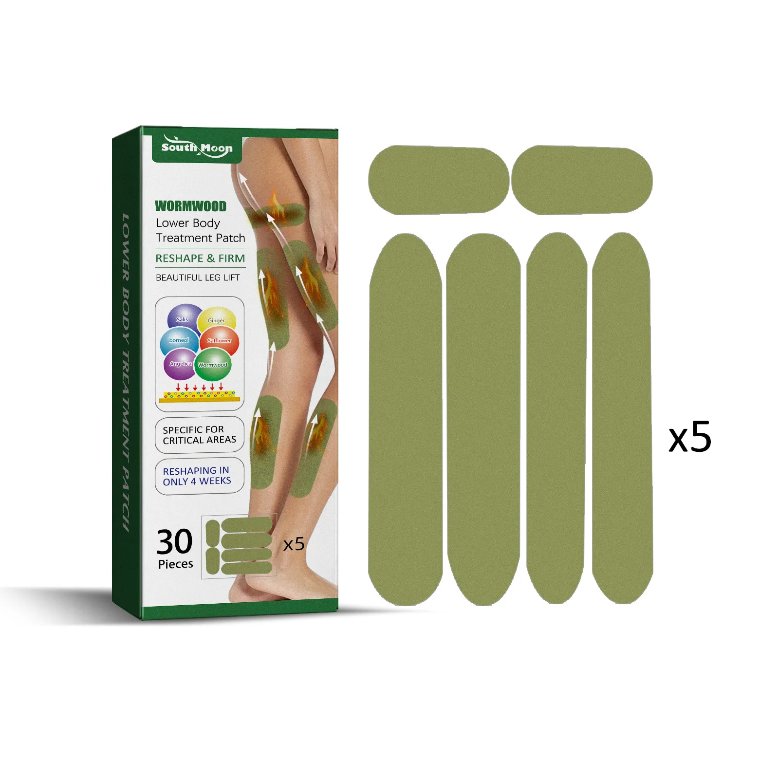 South Moon Leg Slimming Patch Wormwood Slim Leg Plasters Fat Burning Anti Cellulite Quick Thin Leg Patch Weight Loss Stickers