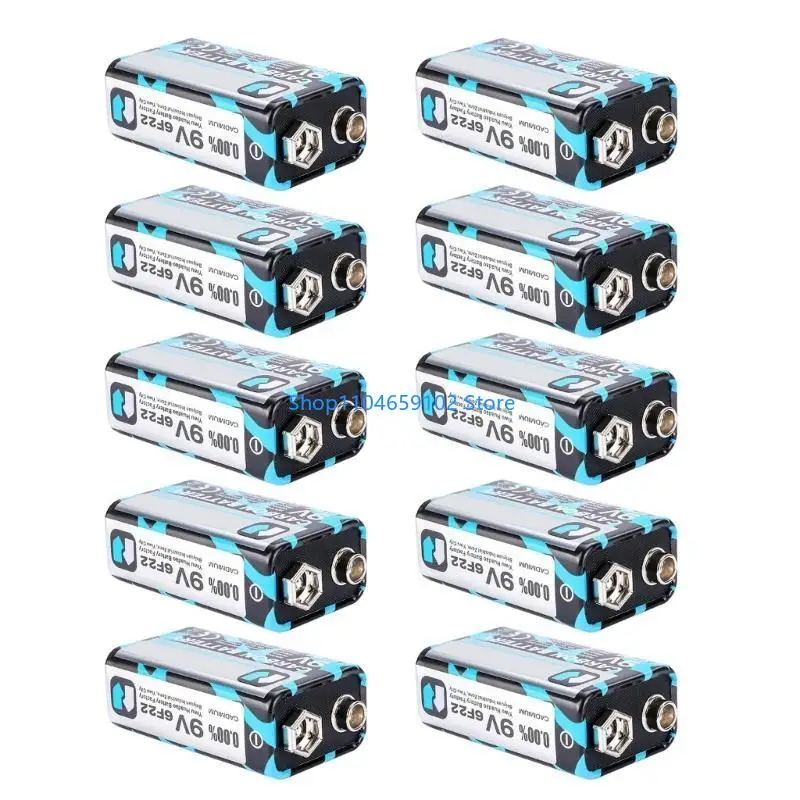 10pc 9V 6F22 Battery Stable Low SelfDischarge Wide Compatibility