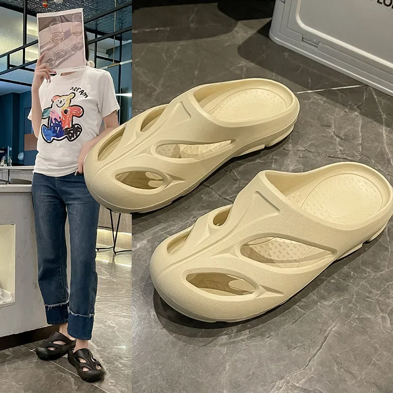 Tide Brand Slippers Men's and Women's Beach Sandals Non-Slip Function Special-Shaped Hollow Off-Road Back Hole Shoes
