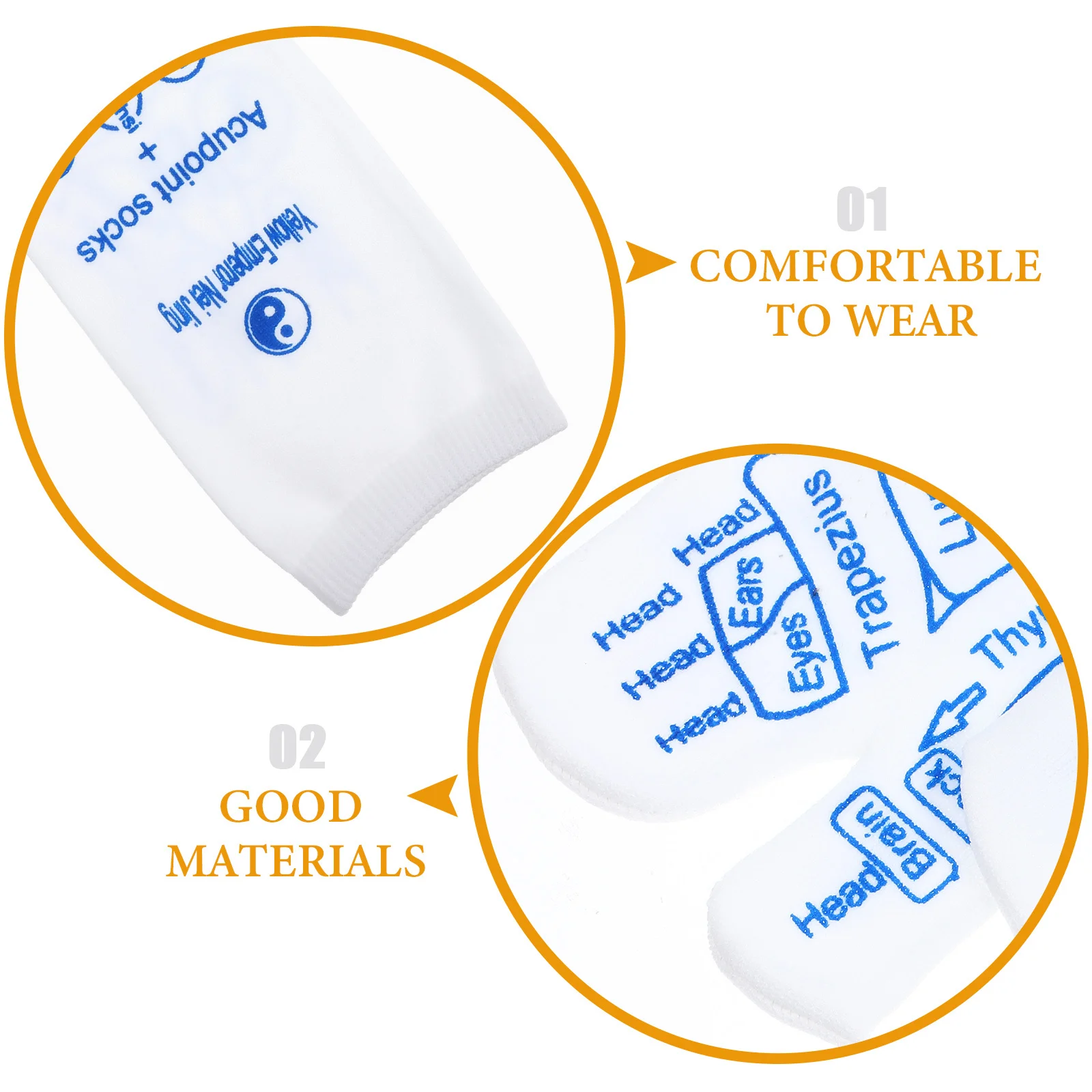 

1 Set Reflexology Socks With Acupressure Stick Foot Massage Acupoint Pattern Socks For Home Therapy Thickened Sole