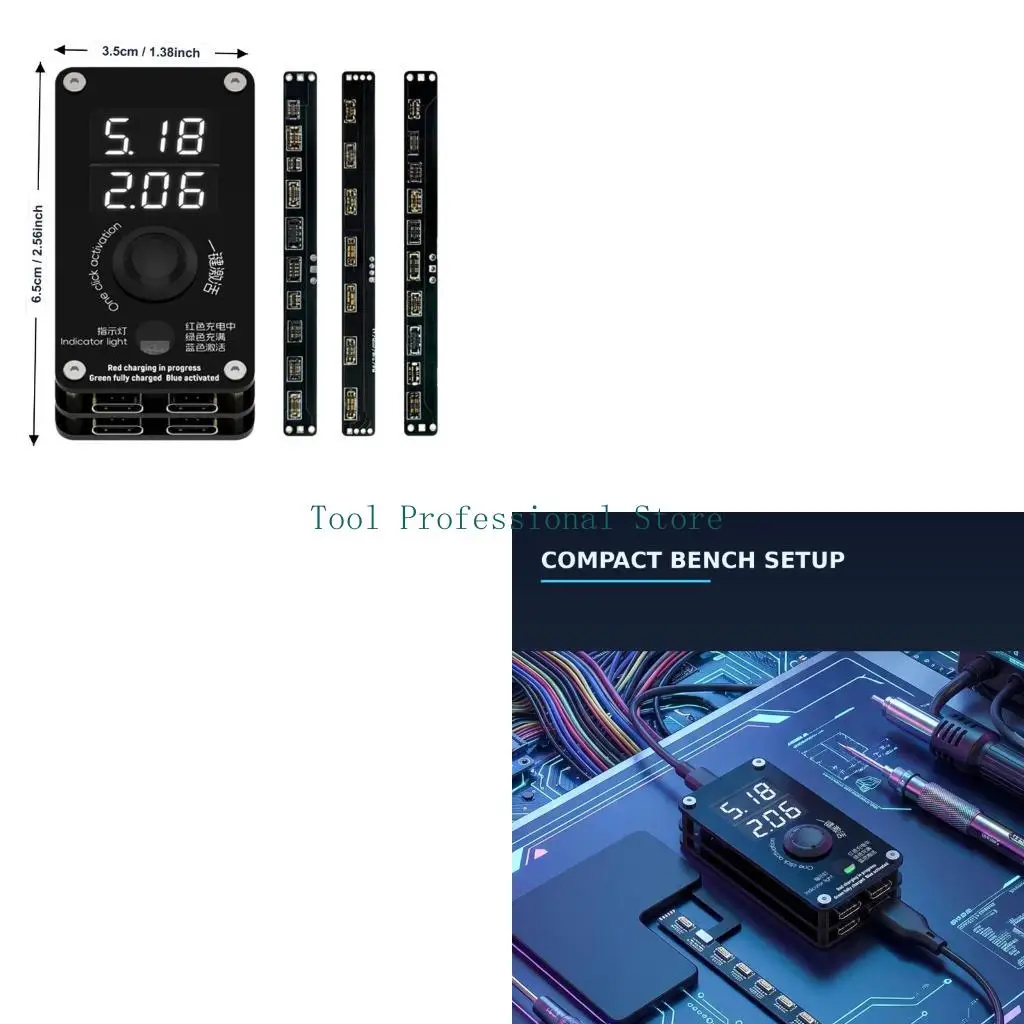 57QF Phone Battery Charging Activation Board with Two LED Displays, One-Button Activation Control and Three-Stage Charging