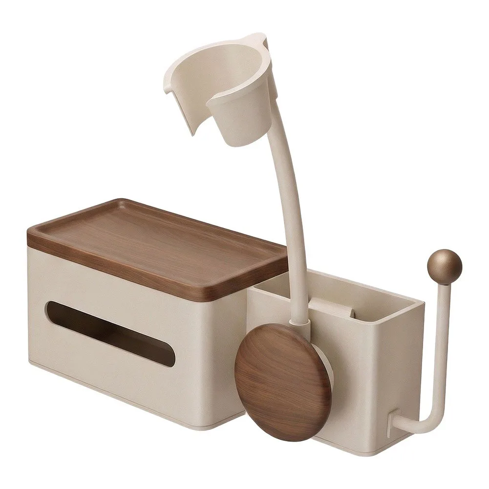 Bathroom Storage Shelf with Hair Dryer Holder Stand and Comb Organizer Hands Free Carbon Steel 32 15 12cm Cream