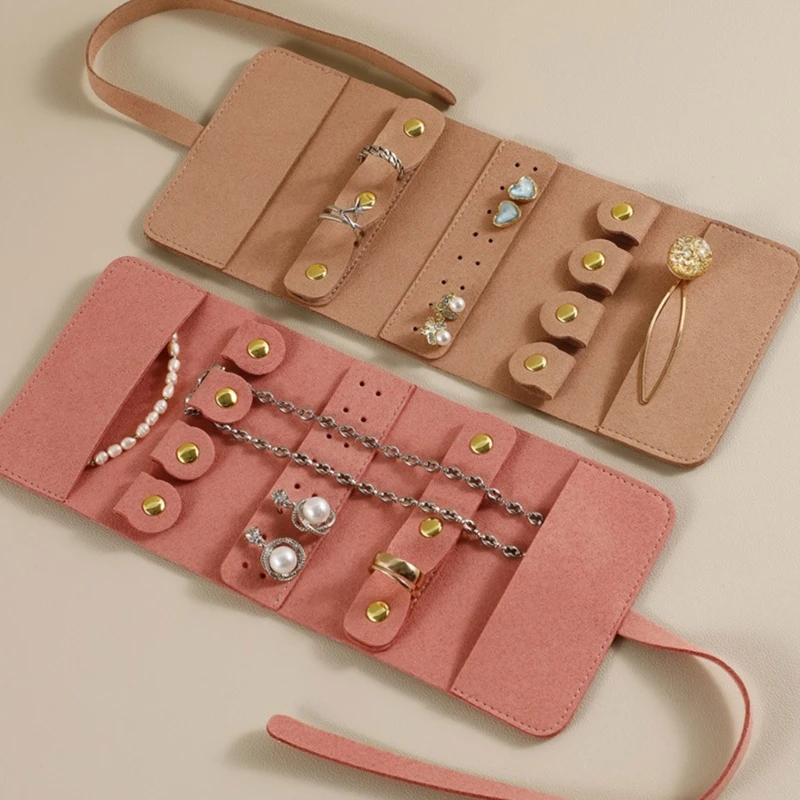 

Wholesale Jewelry Roll Bag Portable Carring Case Velvet Organizer Multi Functional Necklace Rings Earrings Storage Box