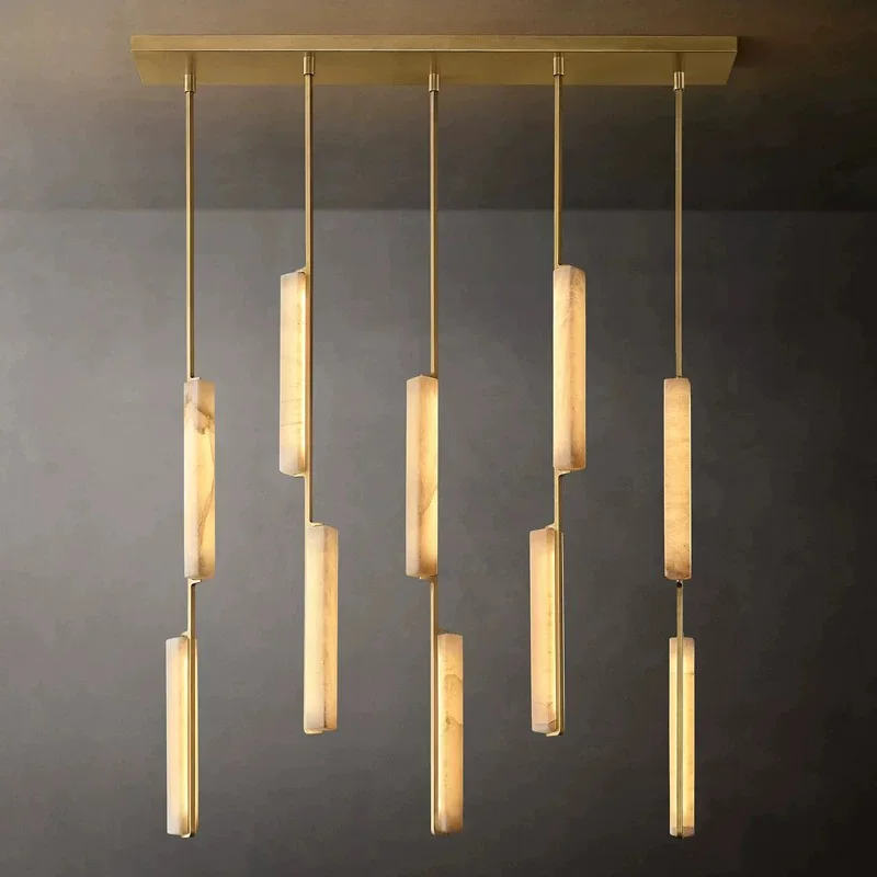 Contemporary Spanish Imported Marble Chandelier Snowflake Design 3 Color Dimmable Ceiling Light Gold Black Finish Lustre
