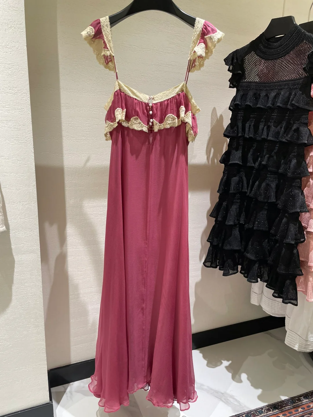 

French Lace Silk Slip Maxi Dress 2026 New, Women Three-Layer Flowy Hem A-Line Long Beach Dress