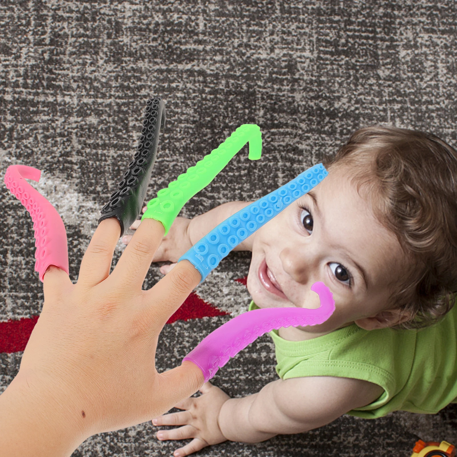 10 قطع من عناصر اللعب ذات طرف الإصبع، تصميم قابل للانحناء، بلاستيك غير سام، مثالي للحفلات، ديكور وقت اللعب للأطفال