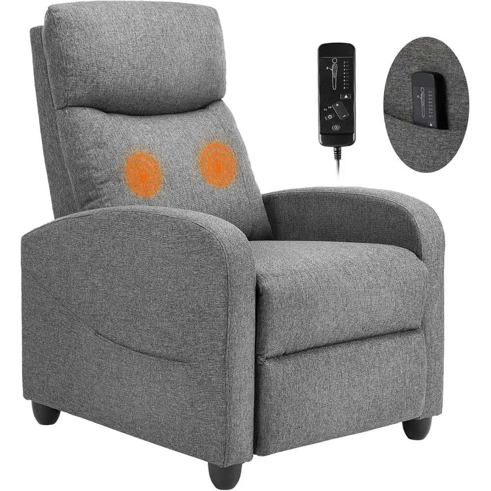 

Massage Recliner Chair or Adults, Adjustable Home Theater Seating with Lumbar Support, Small Recliners or Small Spaces, k Grey