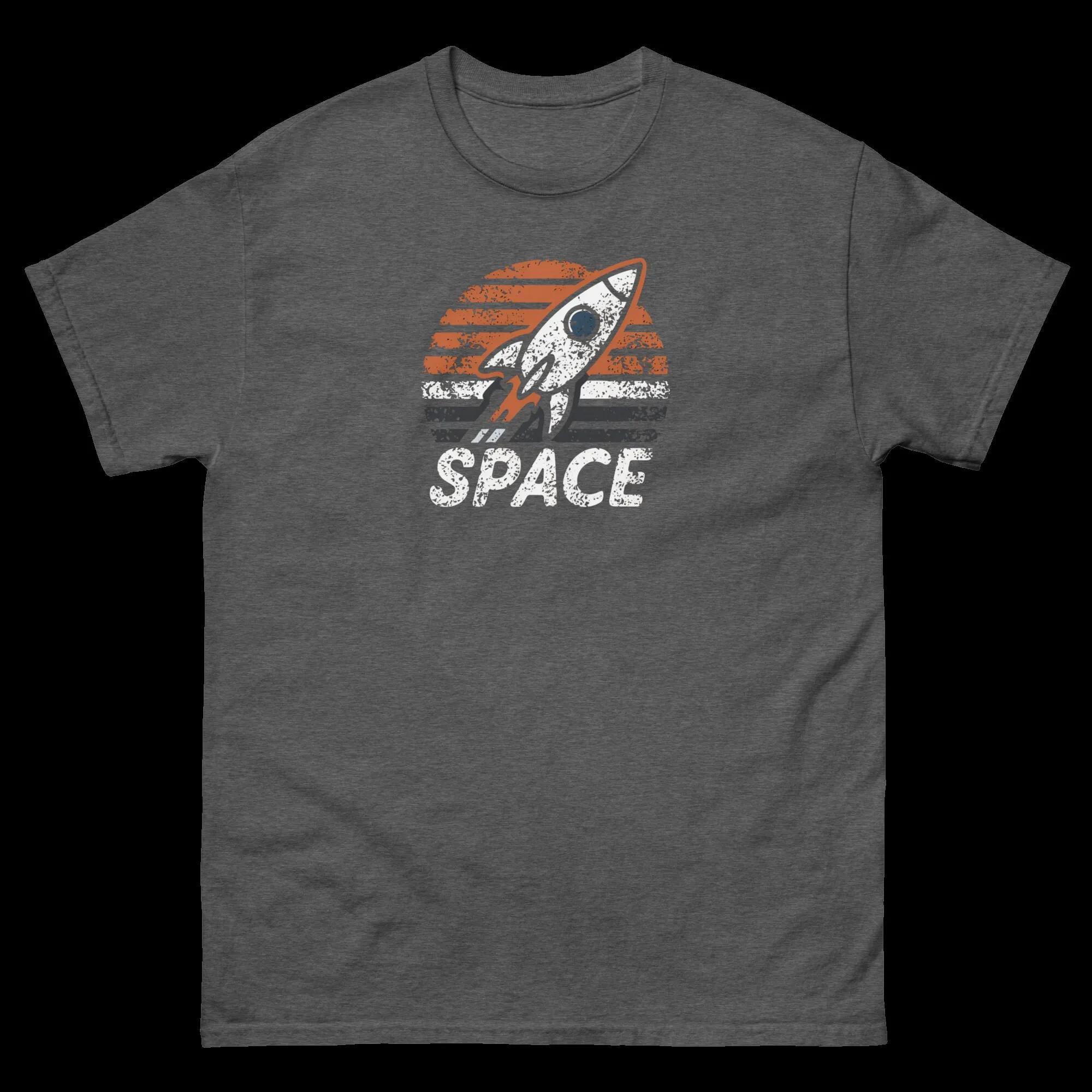 Space Retro Rocket Vintage Distressed Ship T Shirt Grey Spacecraft