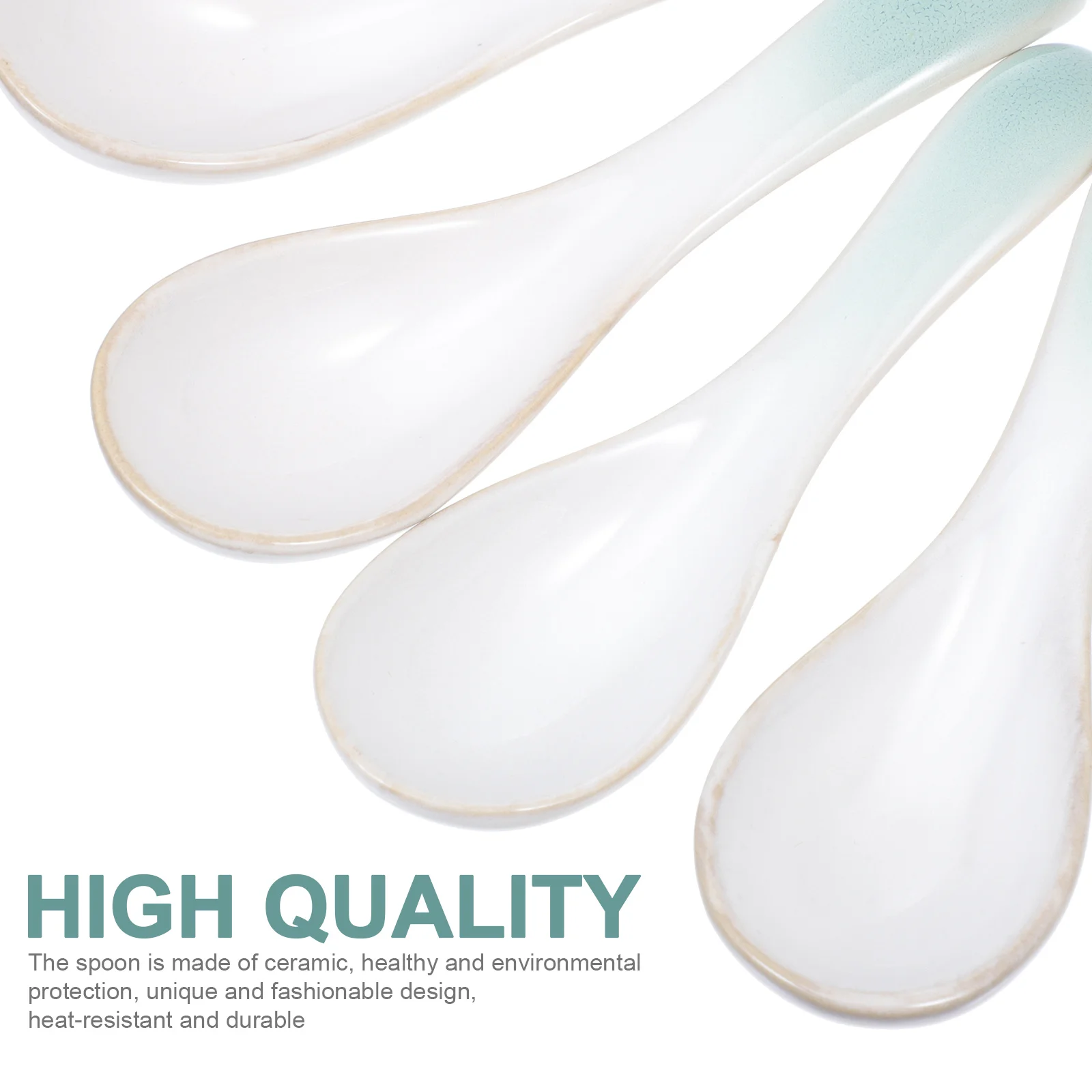 

4Pcs Ceramic Spoons Japanese Style Tableware Exquisite Soup Spoons Multipurpose Kitchen Utensil Rice Spoon