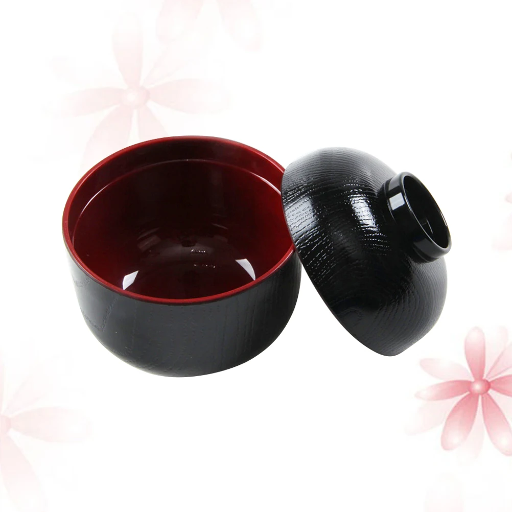 

Ramen Bowl Japanese Small with Lids Style Cover Appetizer Miso Black Soup Child