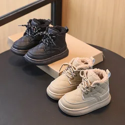 Kinderbordschoenen Hoge Sneaker 2023 Winter Nieuwe Meisjes Fleece Gevoerde Kinderschoenen Met Zachte Zolen Jongens Casual Schoenen Voor Baby 'S