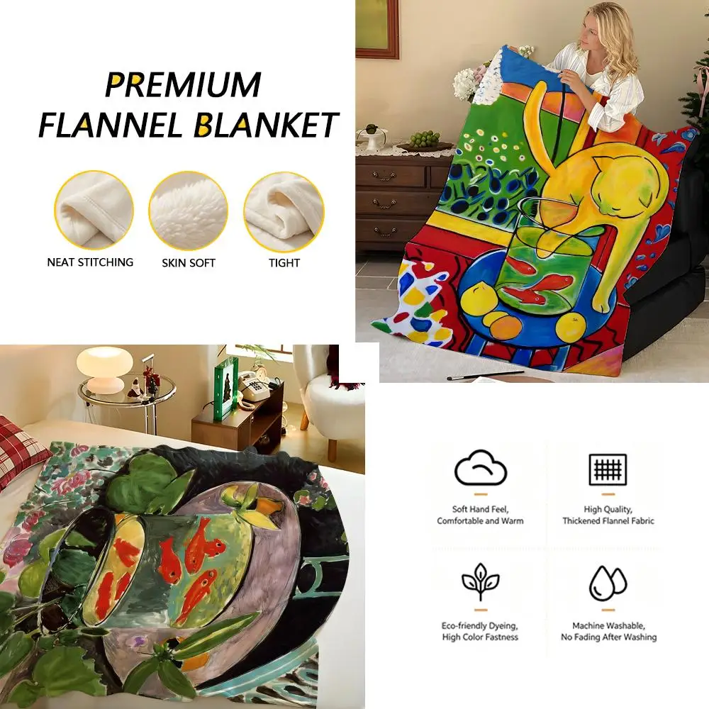 Artist H-Henri M-Matisse Throw Flannel Blanket, Soft Warm, Durable & Washable cute Cool