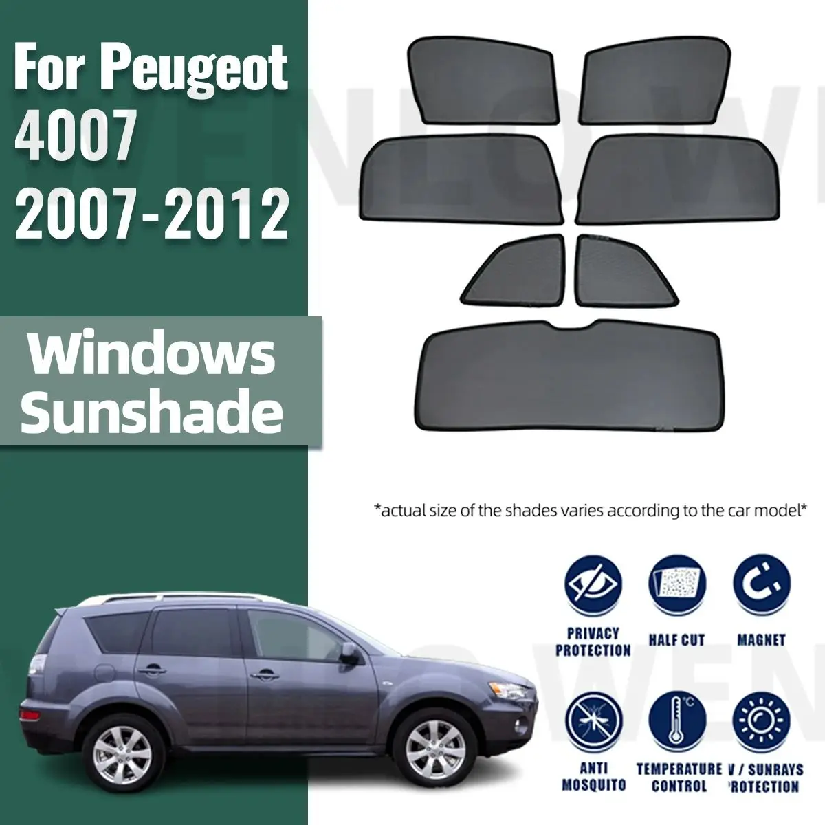 

For Peugeot 4007 2007-2012 Magnetic Car Sunshade Shield Front Windshield Curtain Window UV Protection Sun Shade Visor blinds