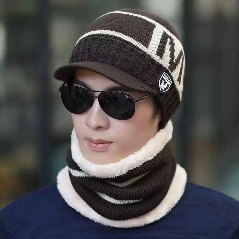 2 In 1 Casual Winter Beanie Hat Soft Warm Ear Neck Guard Thermal Headwear for Skiing Walking Outdoor Use