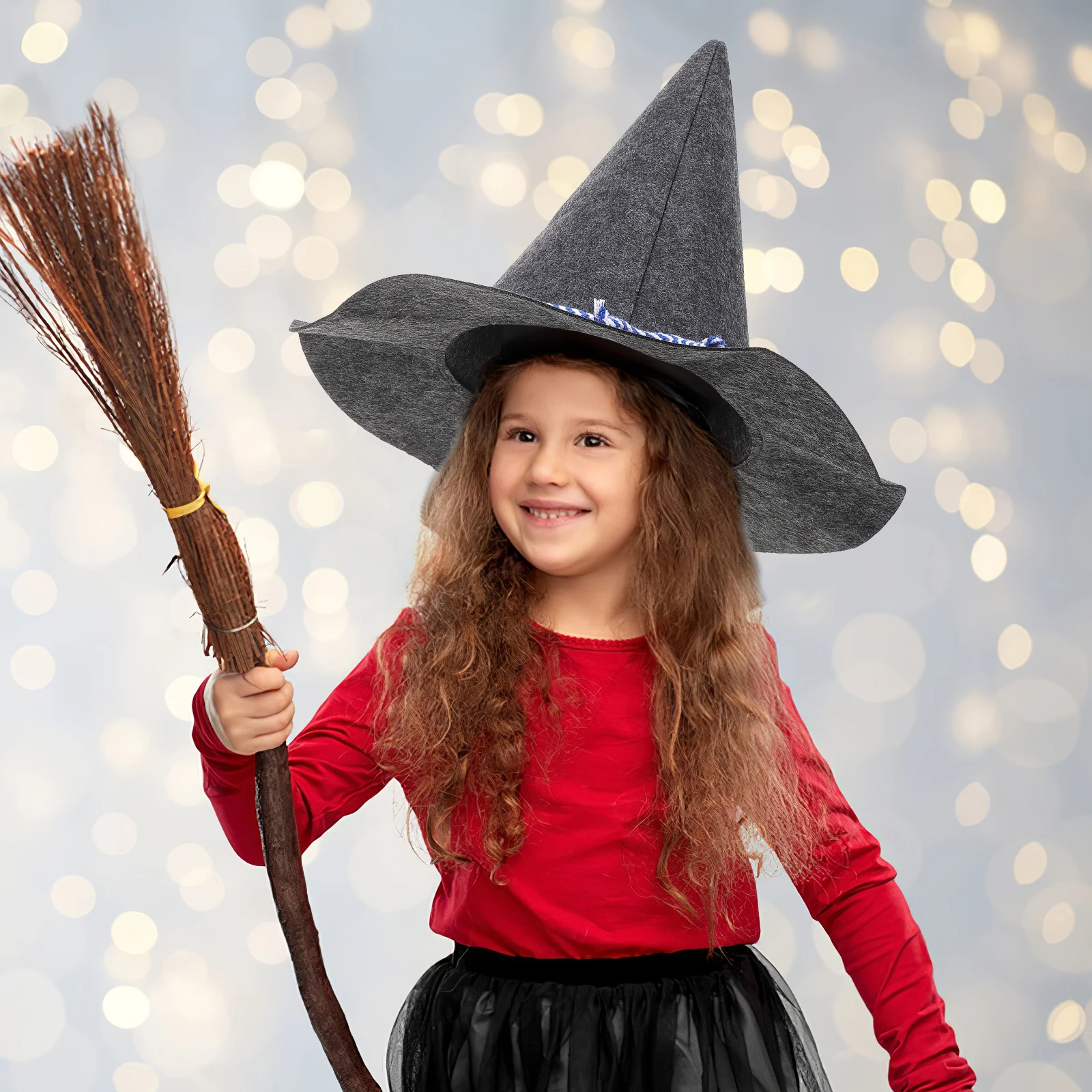 

Wide Brim Witch Hat Accessories Halloween Costumes Fancy Dress Grey Non-woven Fabric