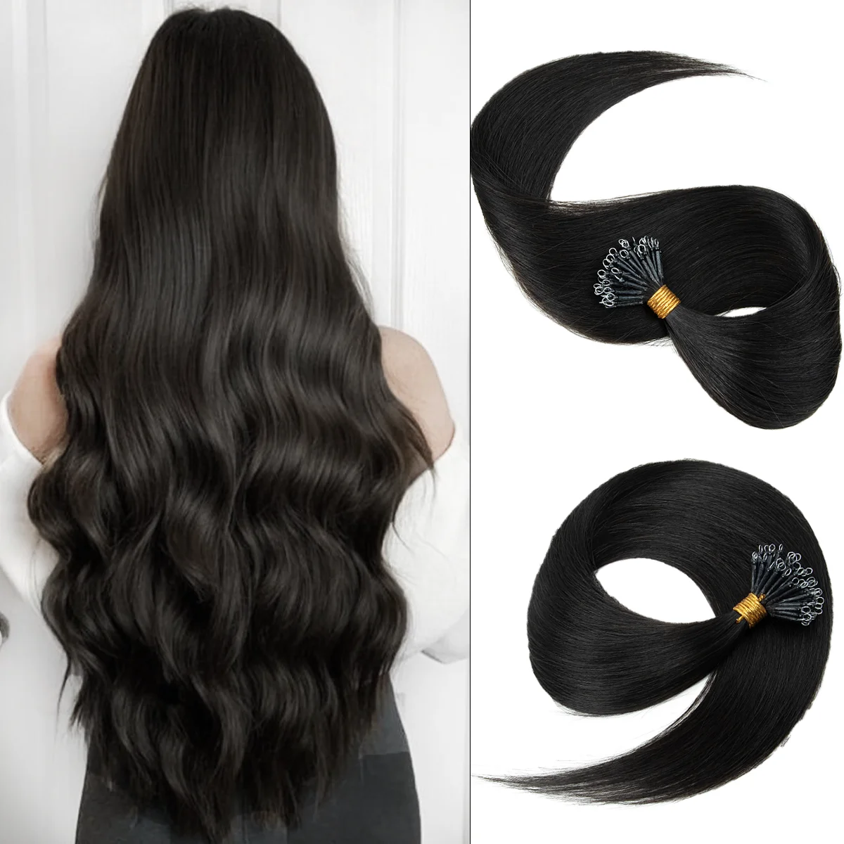 

Light Brown Human Hair Nano Ring Extensions Pre Bonded Fusion Design