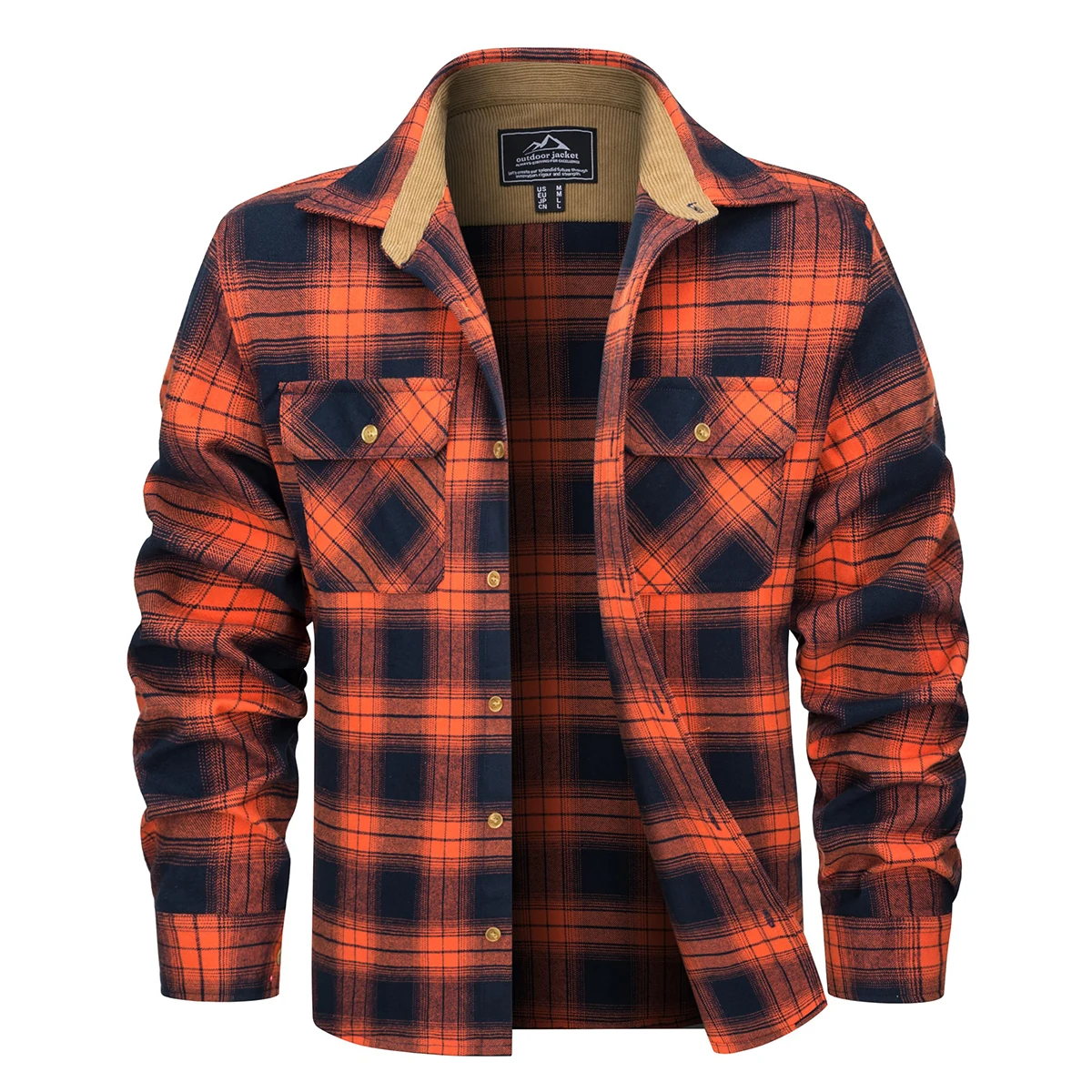 MAGCOMSEN Camicie di flanella Camicia da uomo a maniche lunghe in cotone a maniche lunghe con 2 tasche Camicia casual in velluto a coste da uomo