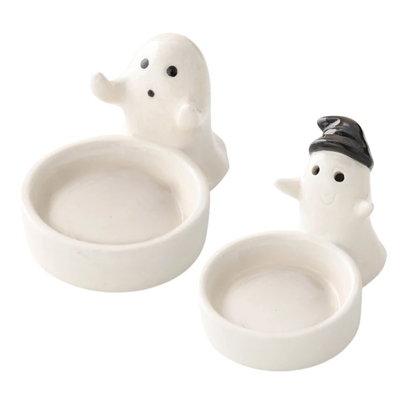 SZWA Horror Ceramics Ghostly Candlestick for Halloweens Festival Centerpieces