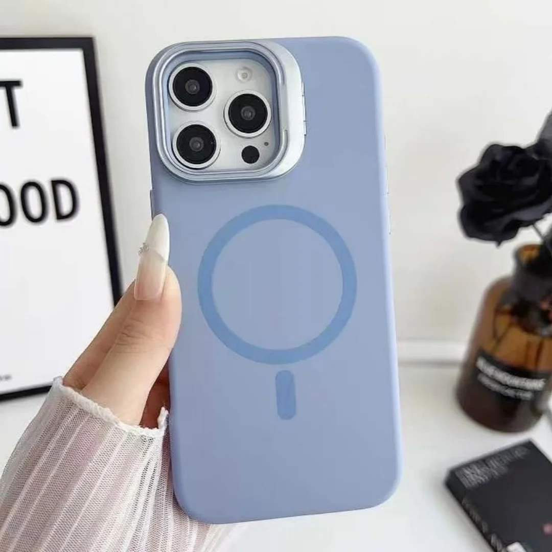 عدسة غير مرئية مسنده ل Magsafe حافظة مغناطيسية لاسلكية آيفون 17 16 15 14 13 12 برو ماكس 11 غطاء ممتص للصدمات من السيليكون السائل #3