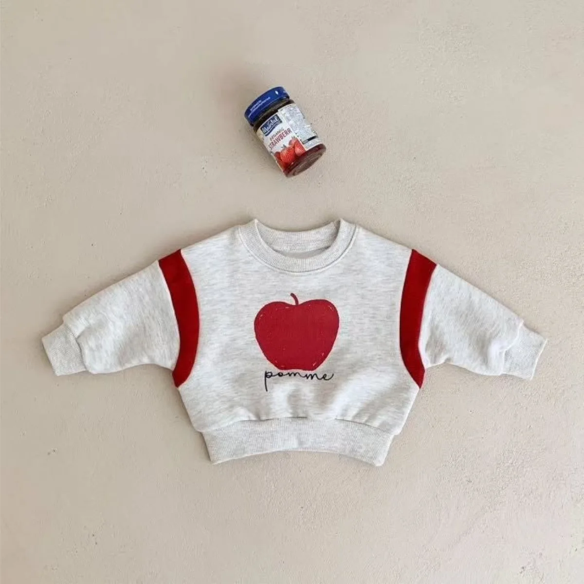 2026 Autumn New Baby Long Sleeve Casual Sweatshirt Fashion Apple Print Pullover For Boys Girls Loose Tops Kids Sweatshirts