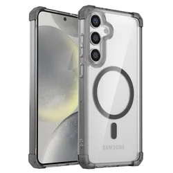 For Samsung Galaxy S24 S23 S22 S21 Note 20 Plus Ultra FE Phone Case, Transparent Magnetic Absorption Bumper Anti-Yellow Cover