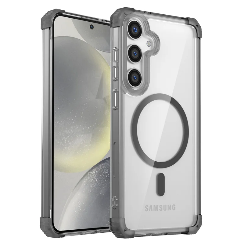 Etui na telefon Samsung Galaxy S24 S23 S22 S21 Note 20 Plus Ultra FE, przezroczysty, magnetyczny zderzak absorpcyjny, anty-żółty pokrowiec