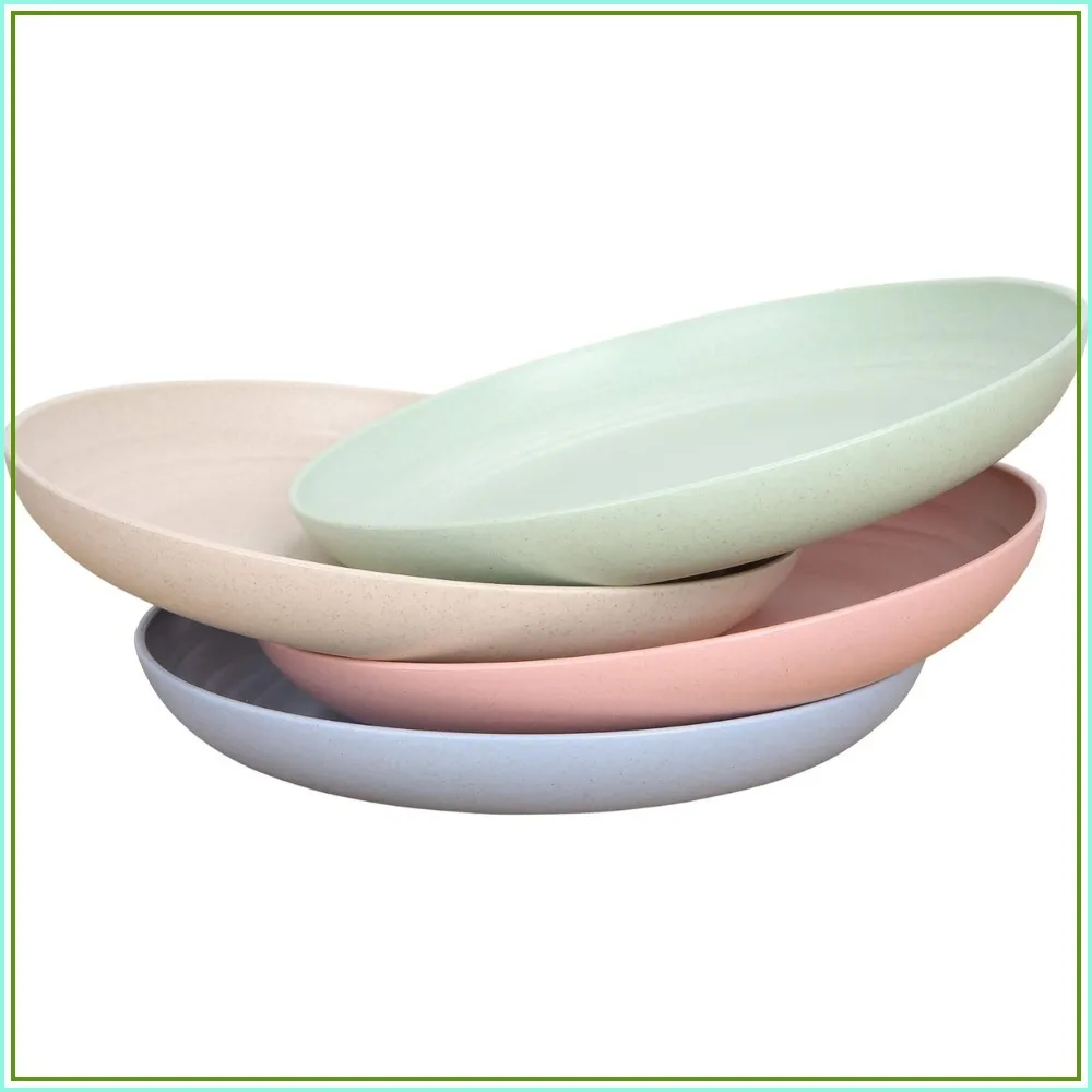 7.8" Wheat Straw Plates Set - Unbreakable & Lightweight for Dinner, Salad, Pasta - Dishwasher & Microwave Safe with Space-Saving Design