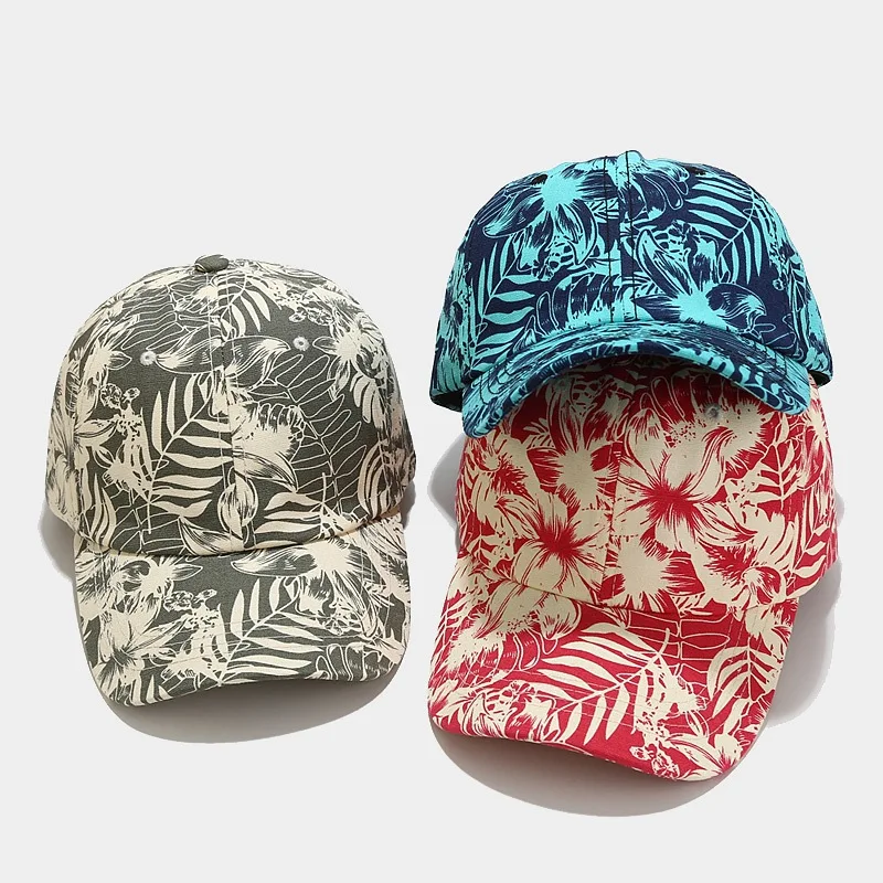 

Tropical Leaf Print Curved Brim Baseball Cap Unisex Summer Beach Hat Fashionable Outdoor Sun Protection Headwear for Men & Women