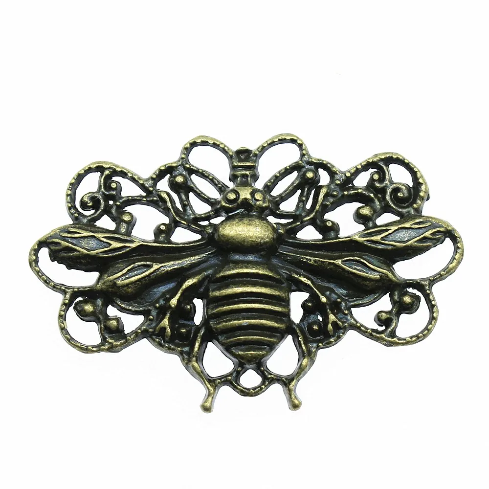 WYSIWYG 2pcs 45x29mm Vintage Big Bee Pendants Charm For Jewelry Making 2 Colors Honey Bee Pendants Charm Bee Jewelry