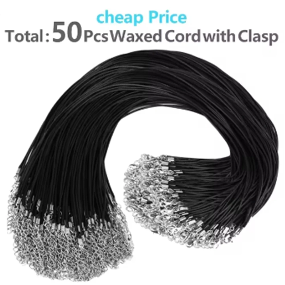 50 Stuks Lederen Ketting Kettingen Armband Koord Gespen Voor Hangers Bulk Gewaxt Touw Ketting String Sieraden Maken Benodigdheden 45Cm