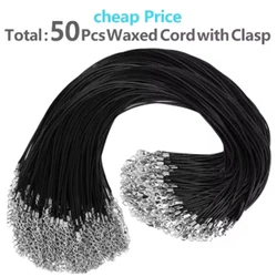 50 Stuks Lederen Ketting Kettingen Armband Koord Gespen Voor Hangers Bulk Gewaxt Touw Ketting String Sieraden Maken Benodigdheden 45Cm