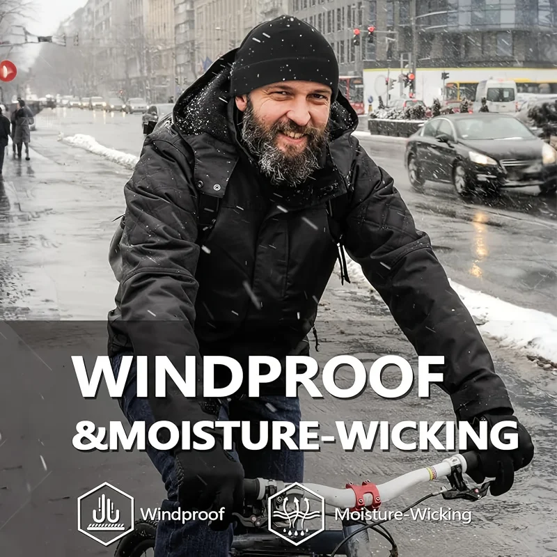 Winter Warm Beanies Windproof Thickened Plush Bicycle Helmet Lined Skull Caps Anti-Cold Thermal Running Jogging Cycling Caps