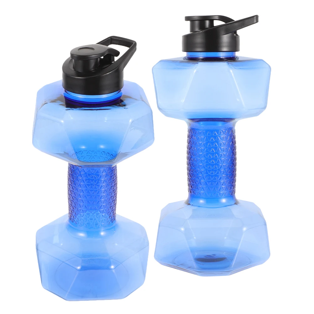 

2PCS Dumbbell Bottle Large Capacity Sport Gym Handheld Portable Dumbbell Bottle Plastic Fitness Cup for Running Cycling
