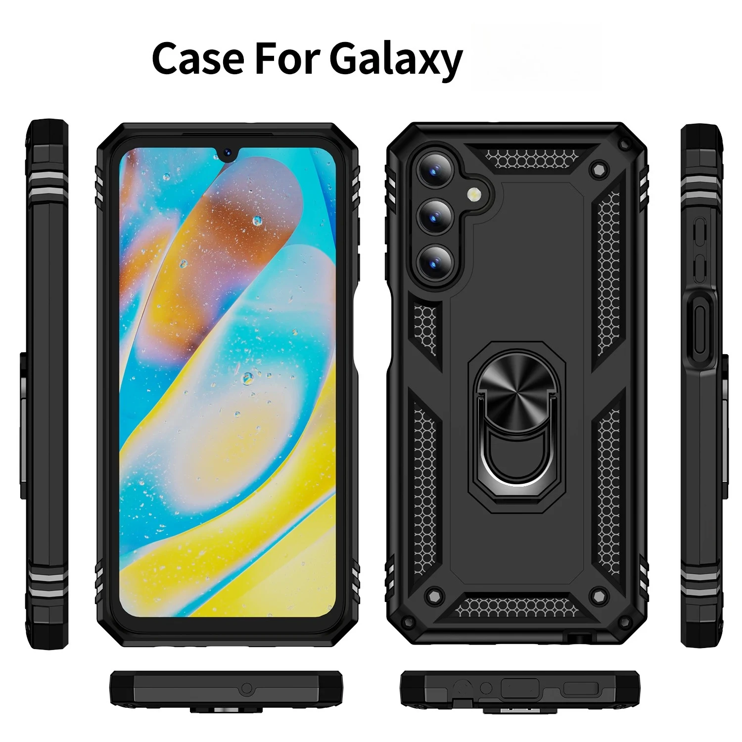 For Samsung Shockproof Armor Phone Case A15 A35 A55 A05S A14 A13 A24 A34 A54 Bumper Silicone Phone Finger Ring Holder Back Cover