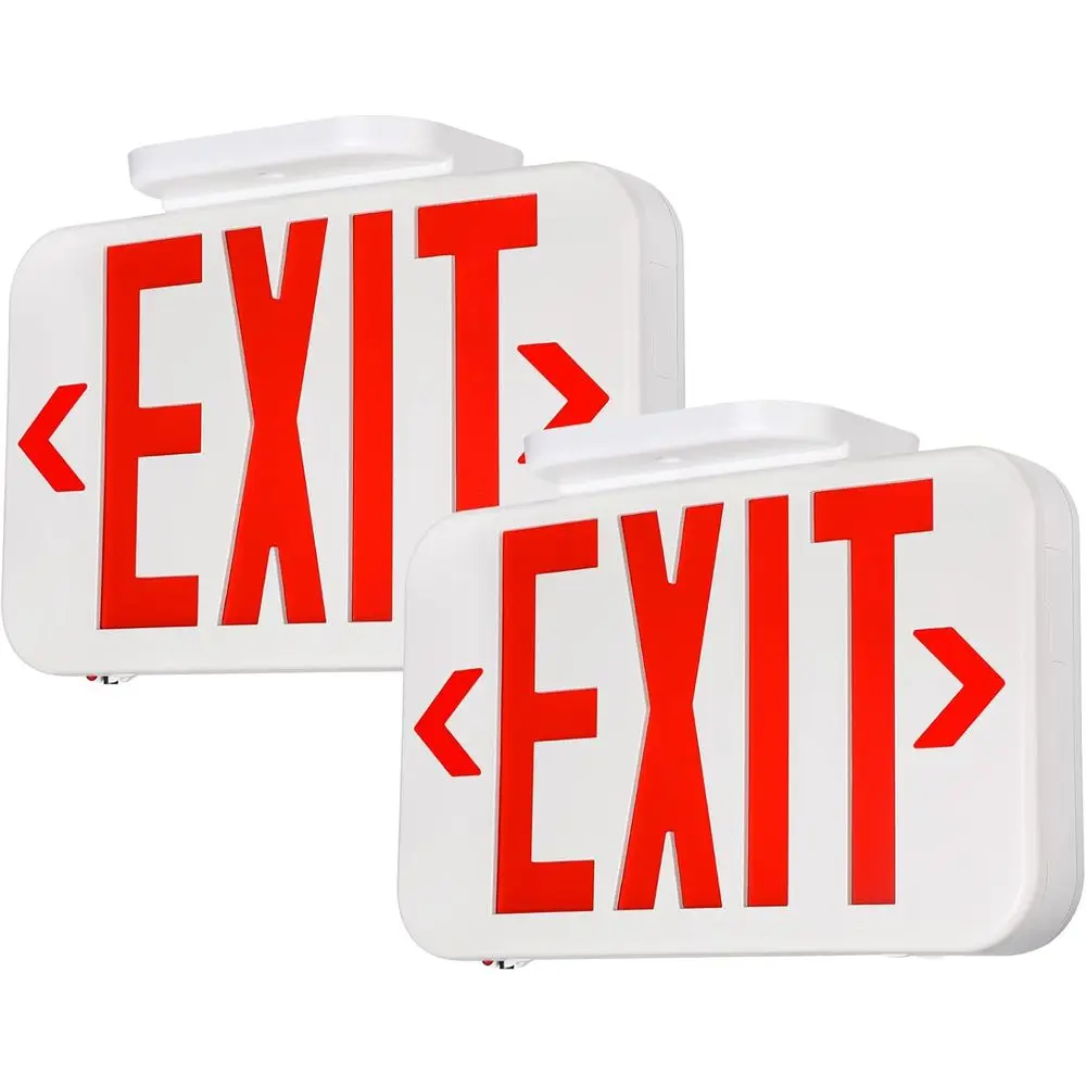 

LED Exit Sign, Ency Exit Light with Battery Backup, Double ace, UL 924, AC 120/277V, Damp Location, Hardwired Red Letter Exit Li