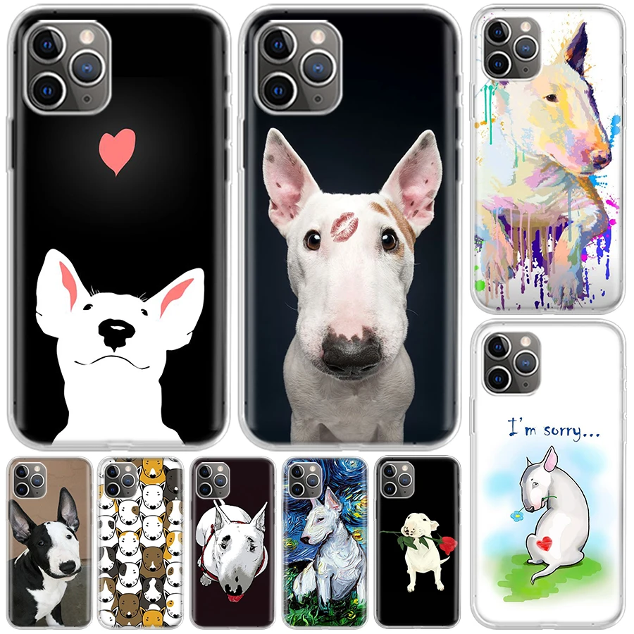 Bull Terrier Dog Puppies Cover For iPhone 16 15 14 13 12 11 Pro Max Apple Phone Case X XS 7 Plus 8 + Art Customized Print Shell