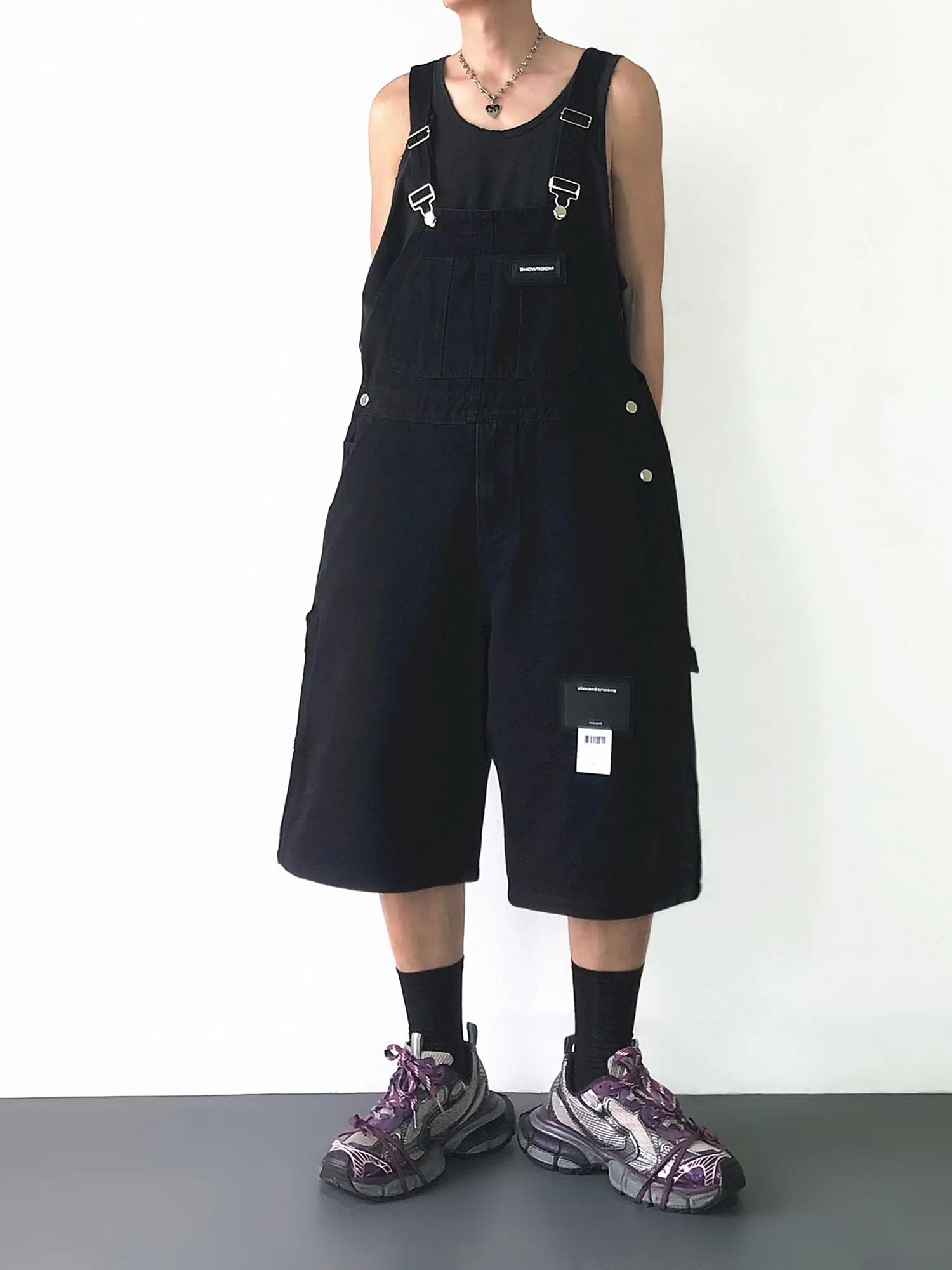 

DAXIN Anti-Aging Denim Overalls Men's American Retro Workwear Loose Five-Way Wide Leg Small ence Pants Casual Cotton