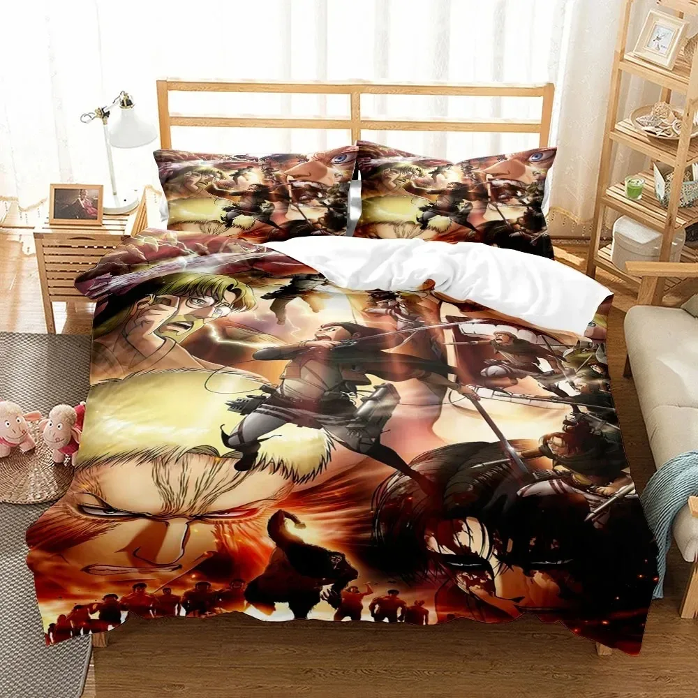 2023 New Titan Attack Bedding Set For Bedroom Soft Modern Bedspreads Comefortable Kids Duvet Cover Quilt Cover And Pillowcase