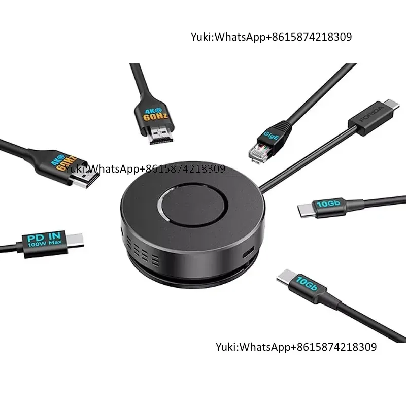 6 in 1 Cable Management Design Displaylink Docking Station, USB C HUB with Dual HDMI 4K60Hz Adapter for OS