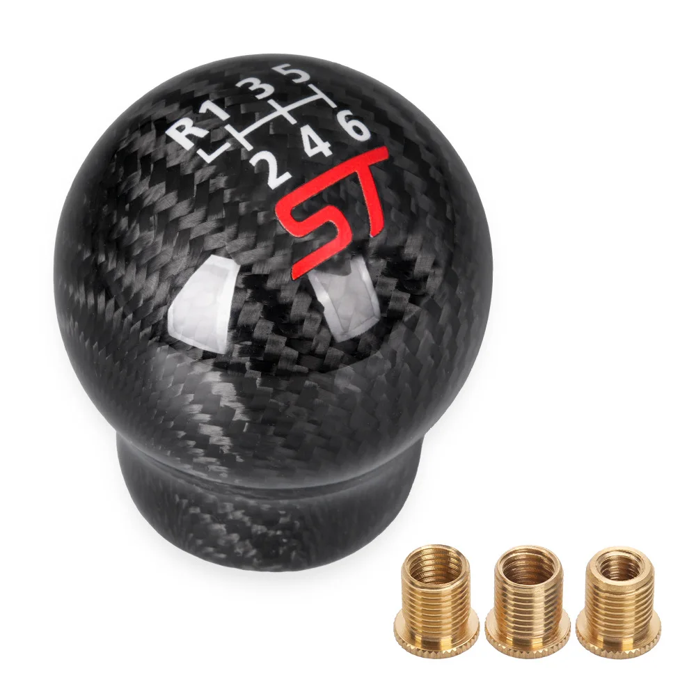 

Universal RS Carbon Fiber Gear Shift Knob ST 6 Speed Car Modification Parts Racing Manual Shifter Handle Lever for Most Cars 6MT