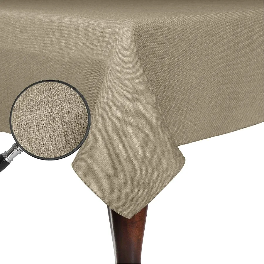 

Faux Burlap - Havana 90 x 90-Inch Square Tablecloth - Basket Weave, Natural