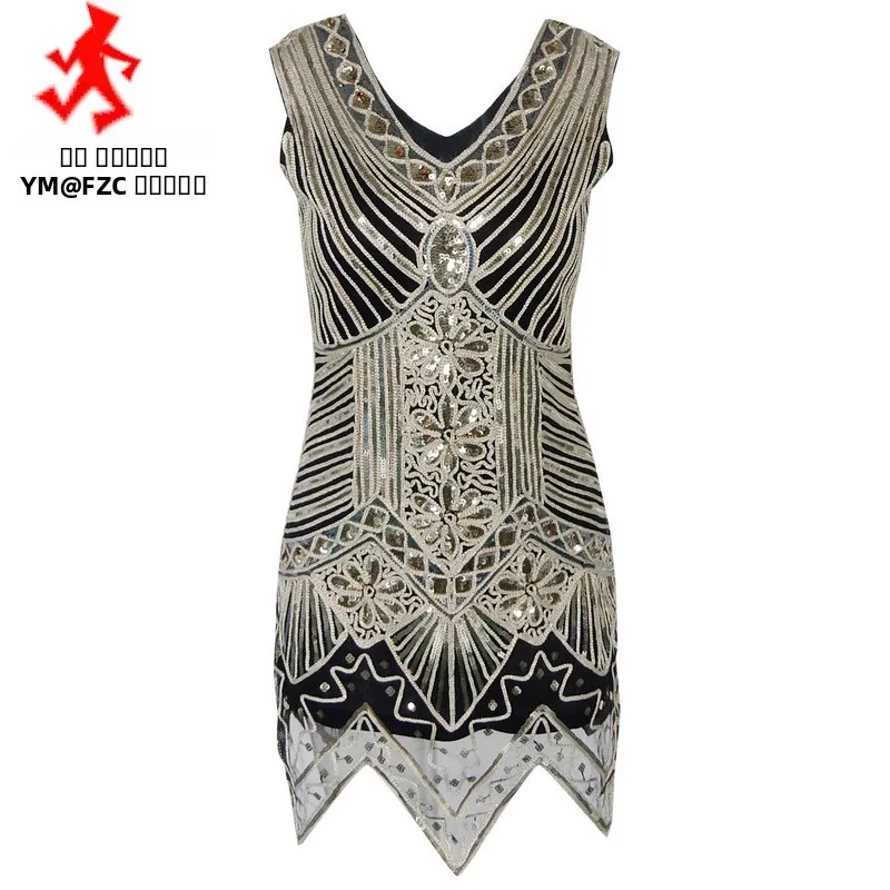 

Вязаная вручную юбка с пайетками 4XL большого размера в винтажном стиле 90-х годов, без рукавов, со средней талией, для женщин