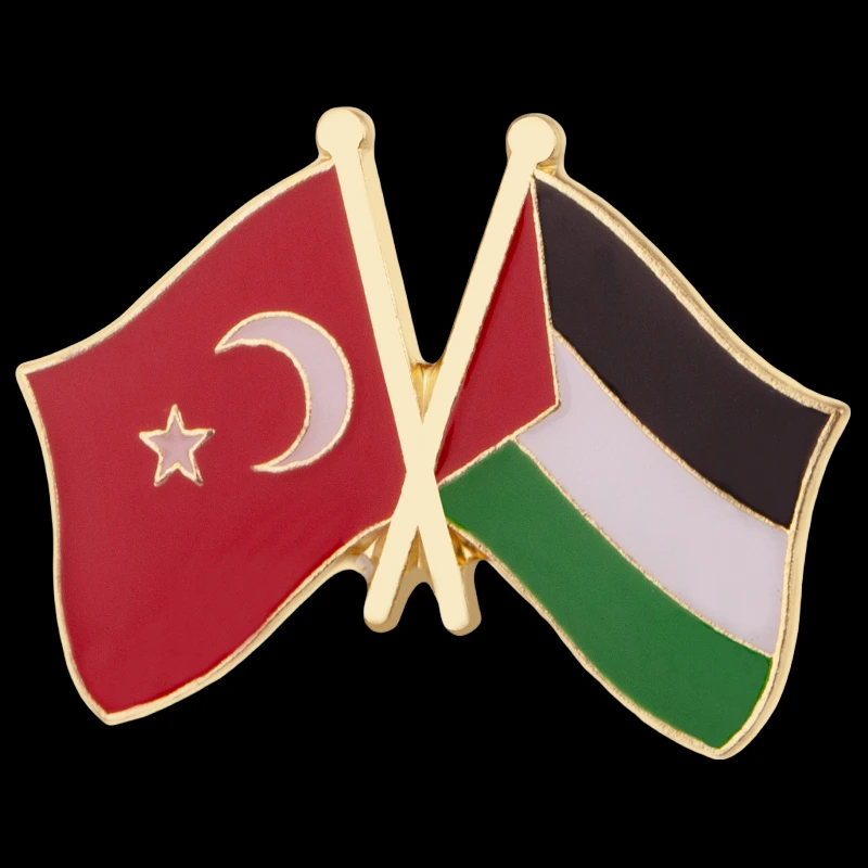 Turkey & Palestine Flag Badge Brooch Natinal Lapel Pins Flag Lapel Pins Country Flag Badge