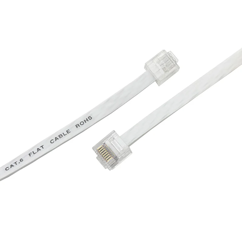 1M Super Cat5e and Cat6 RJ45 ultra-thin flat network cable with short 8P8C crystal heads at both ends, flat network cable
