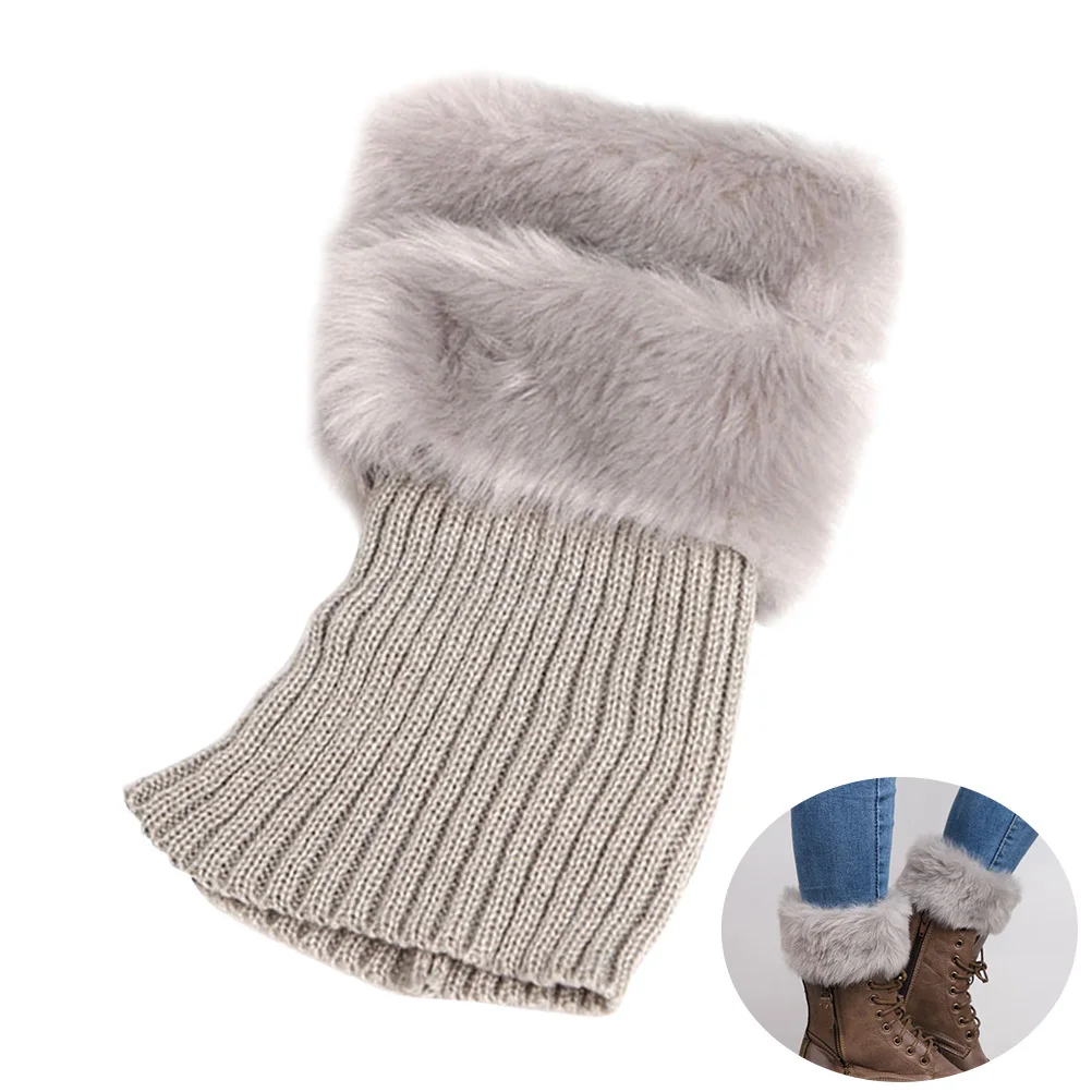 

Women'S Faux Boot Cuffs Warm Leg Warmers Free Size Light Gray For Ankle Boots Sweaters Winter Female Anklets Set Short