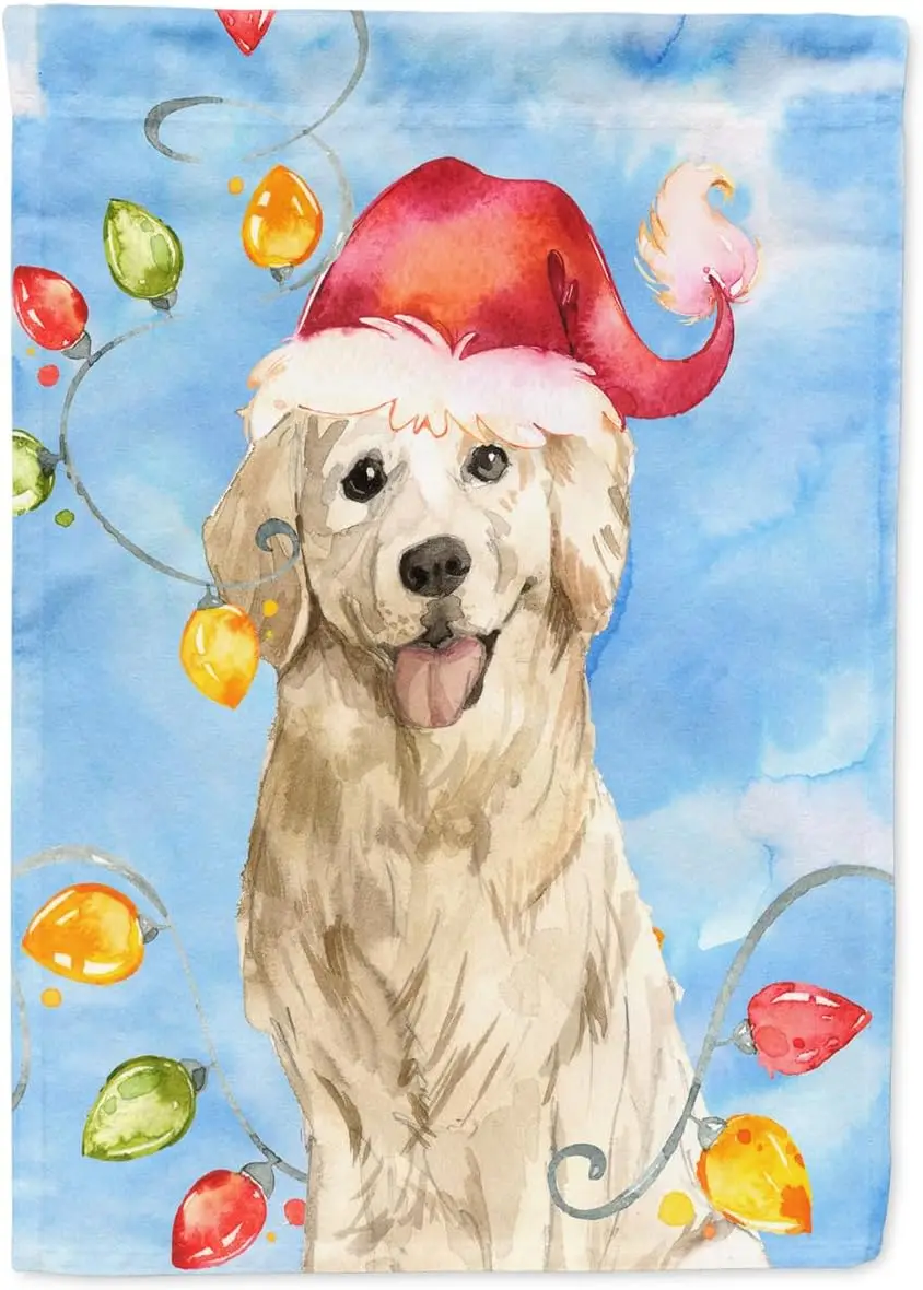 Caroline's Treasures CK2479GF Christmas Lights Golden Retriever Garden Flag Mailbox Flag Decorative Yard Flag Banner Outside