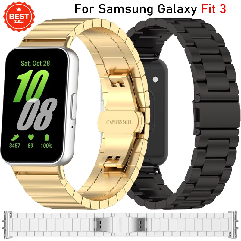 Металлический ремешок из нержавеющей стали для Samsung Galaxy Fit 3, удобный дышащий браслет для Samsung Galaxy Fit 3, аксессуары Correa